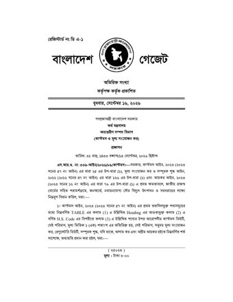 সৌর বিদ্যুৎ শুল্ক অব্যাহতি SRO ২০২৬ প্রথম পৃষ্ঠা